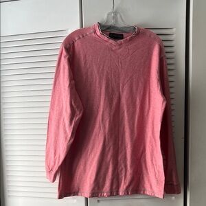 R & R Casual Men's Coral w/gray trim Long Sleeve Tee Size L
